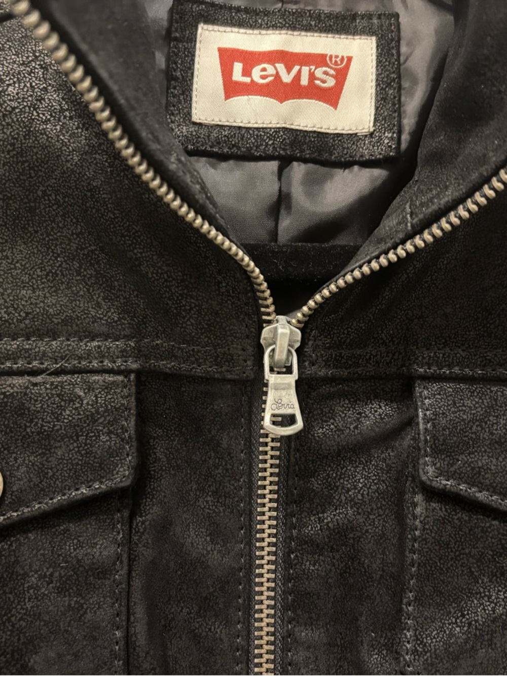 Levi's Black Suede Leather Zip Moto Jacket